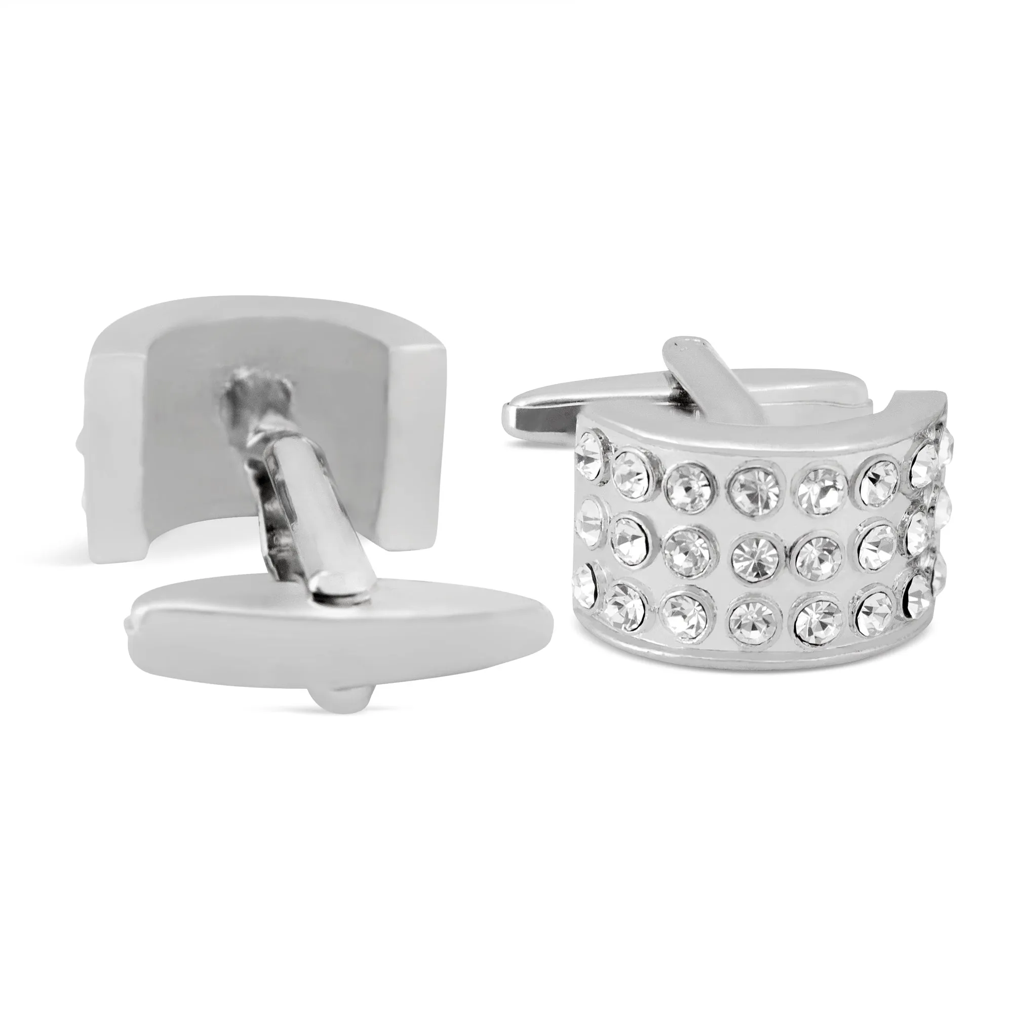 D-shaped cufflink decorated with 21 clear crystal (Online Exclusive)