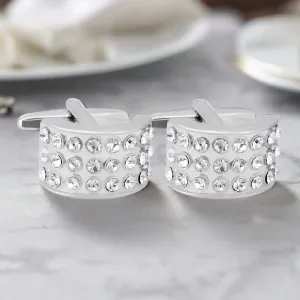 D-shaped cufflink decorated with 21 clear crystal (Online Exclusive)