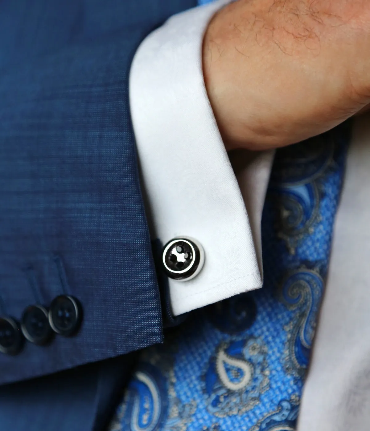 DCLIC Button Crystal Cufflink - Rose Gold