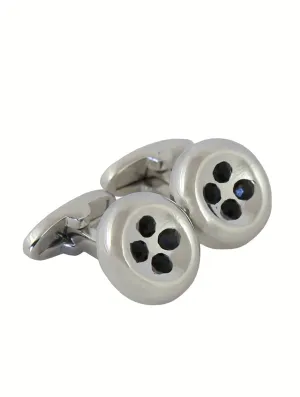 DCLIC Button Crystal Cufflink - Silver