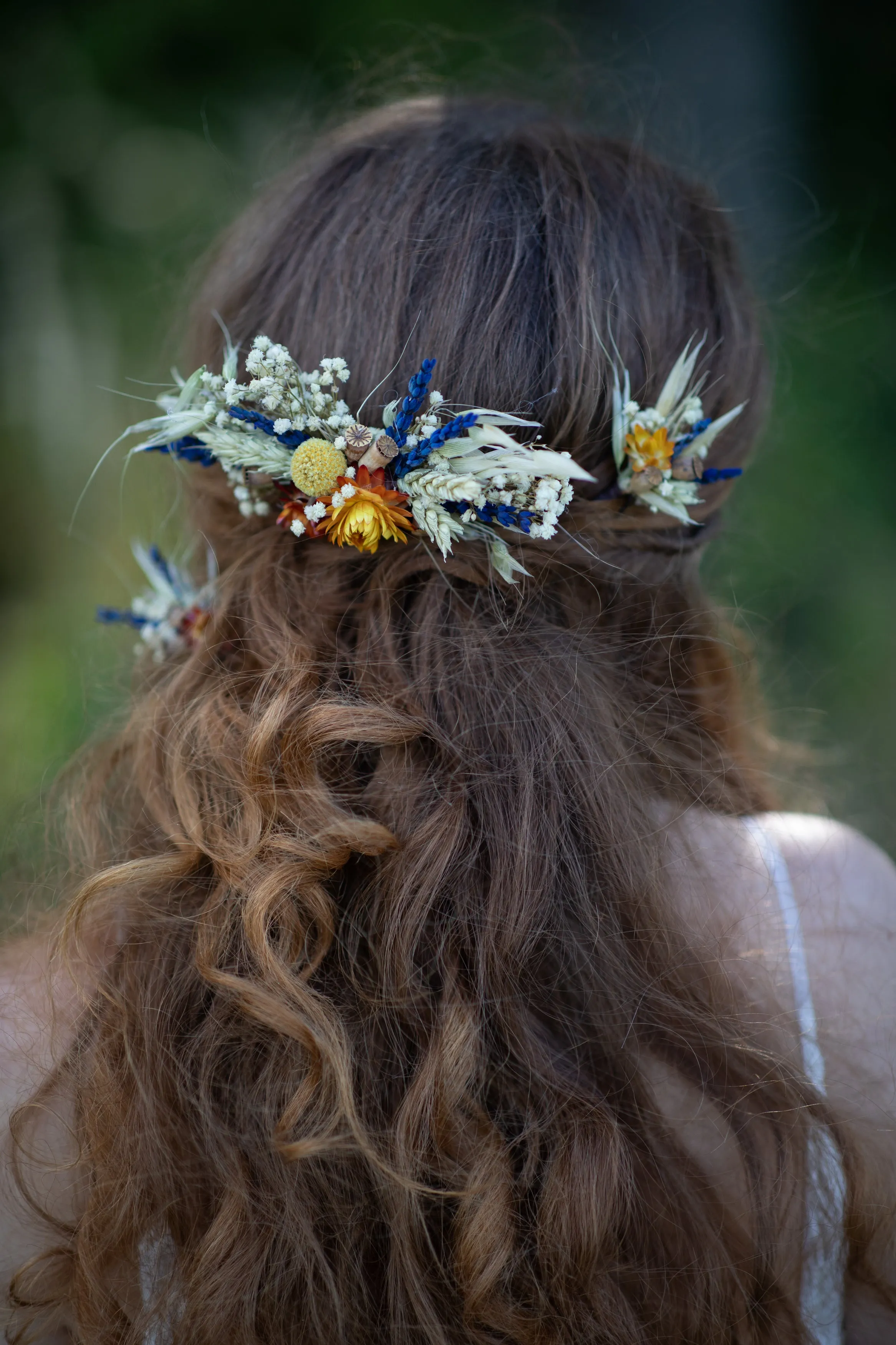 Dried flower hair comb and hairpins Rustic wedding hair comb with lavender Preserved flower hair pins Baby's breath and ear of wheat Magaela