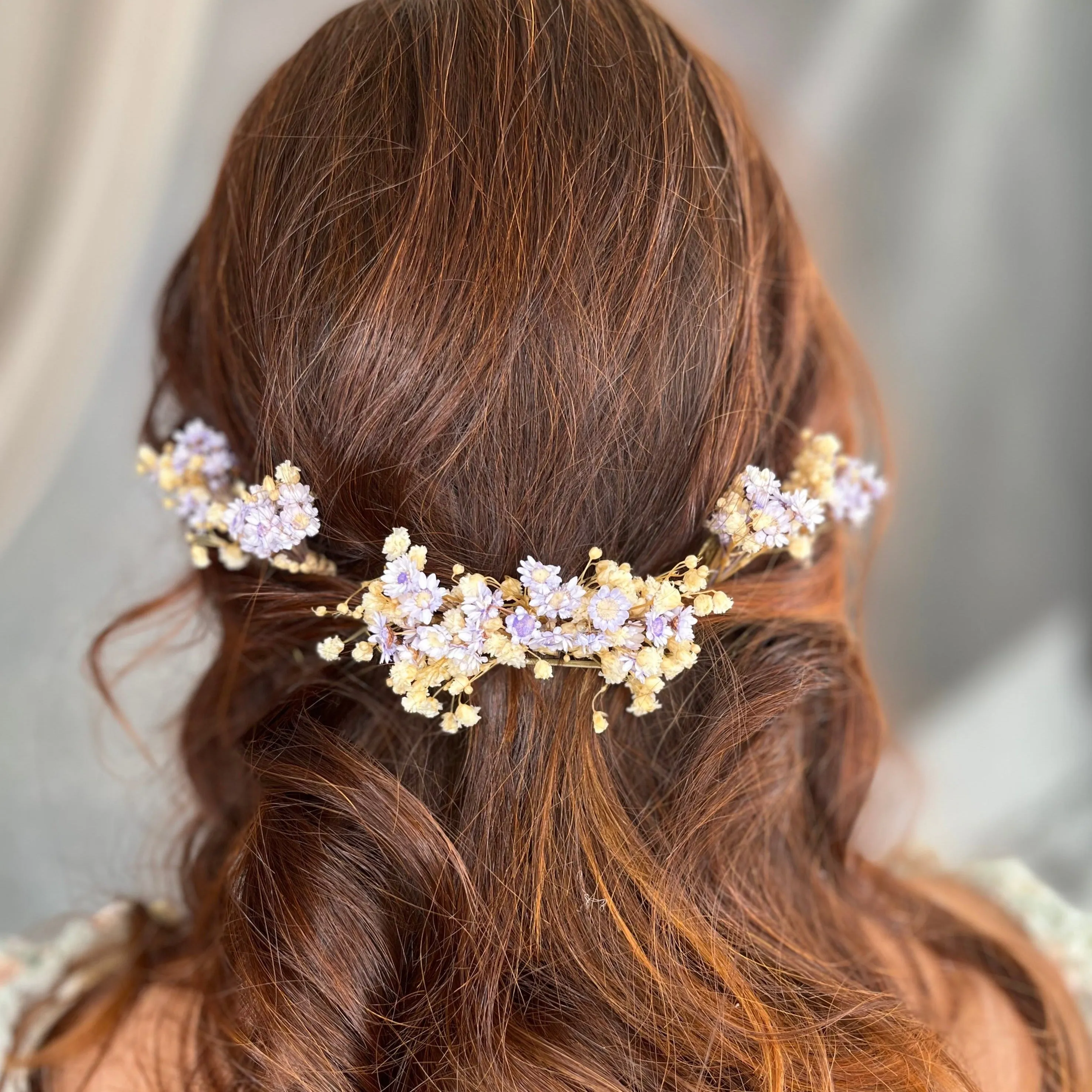Dried flower hair comb and hairpins