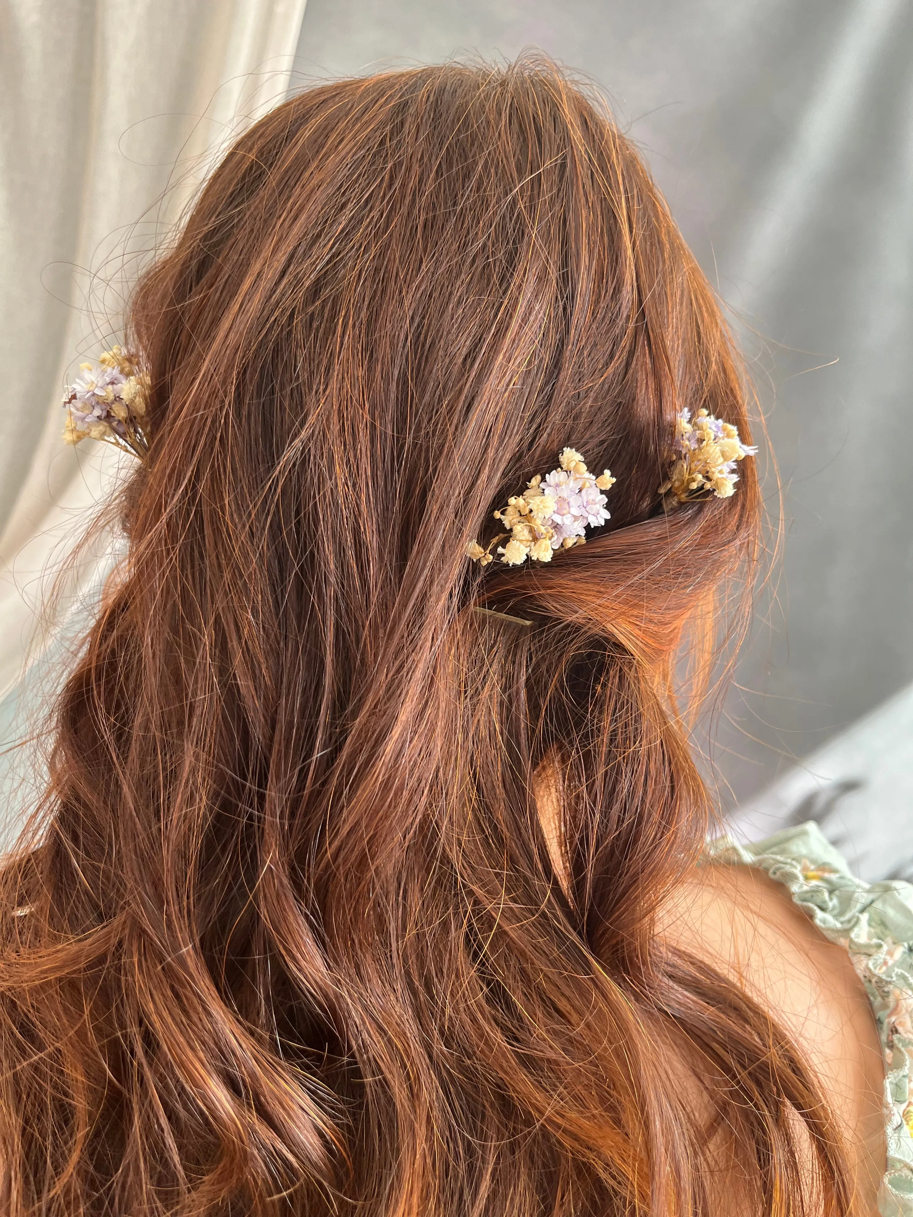 Dried flower hair comb and hairpins