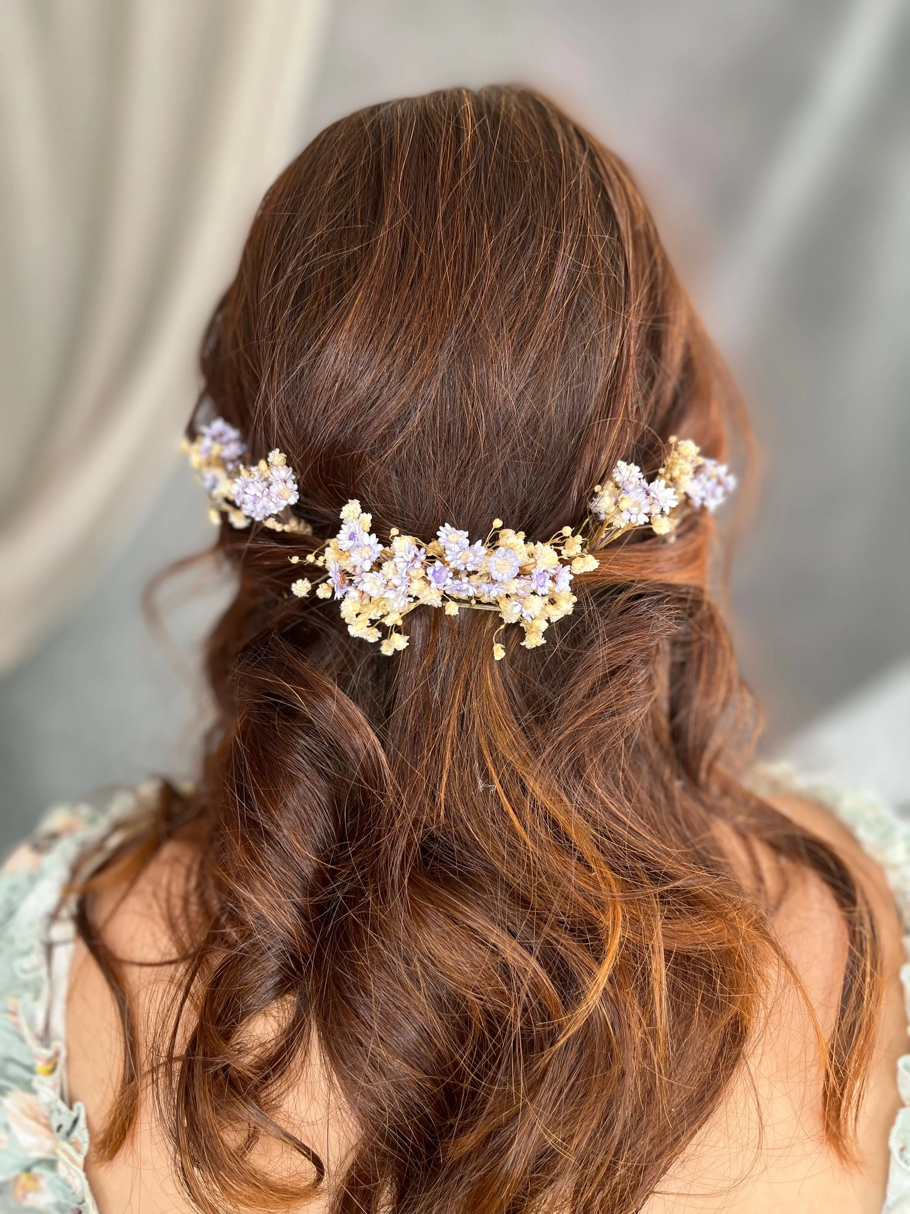 Dried flower hair comb and hairpins