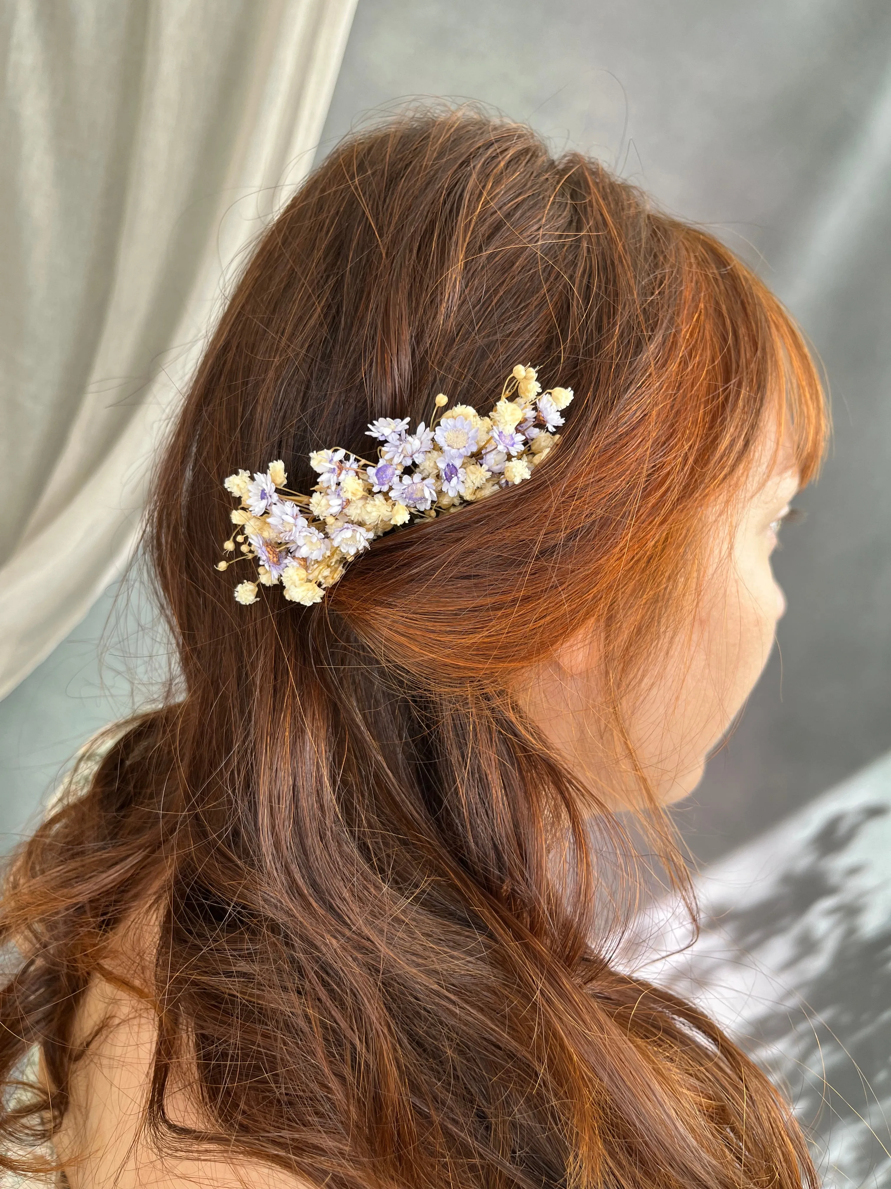 Dried flower hair comb and hairpins