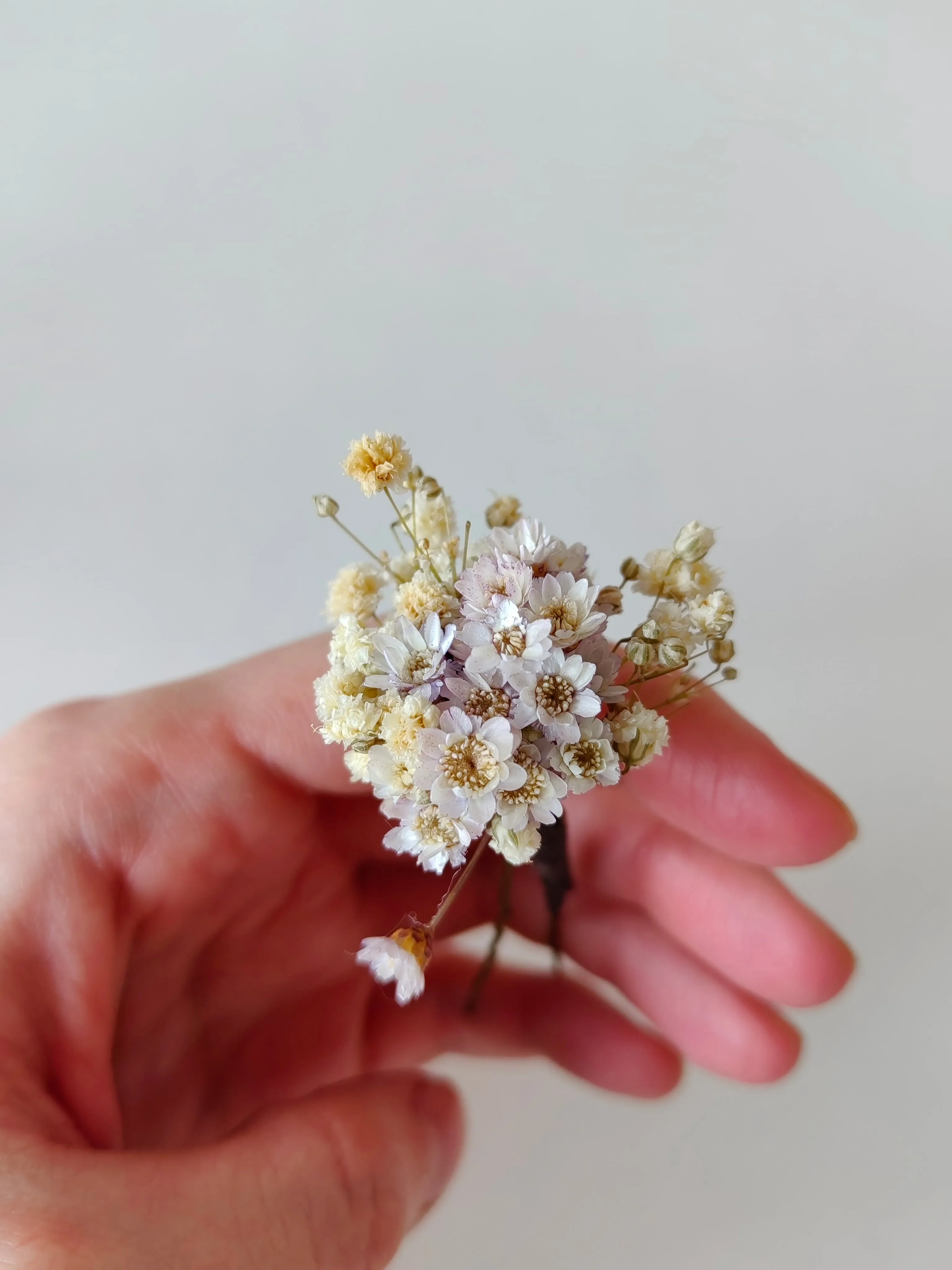 Dried flower hair comb and hairpins