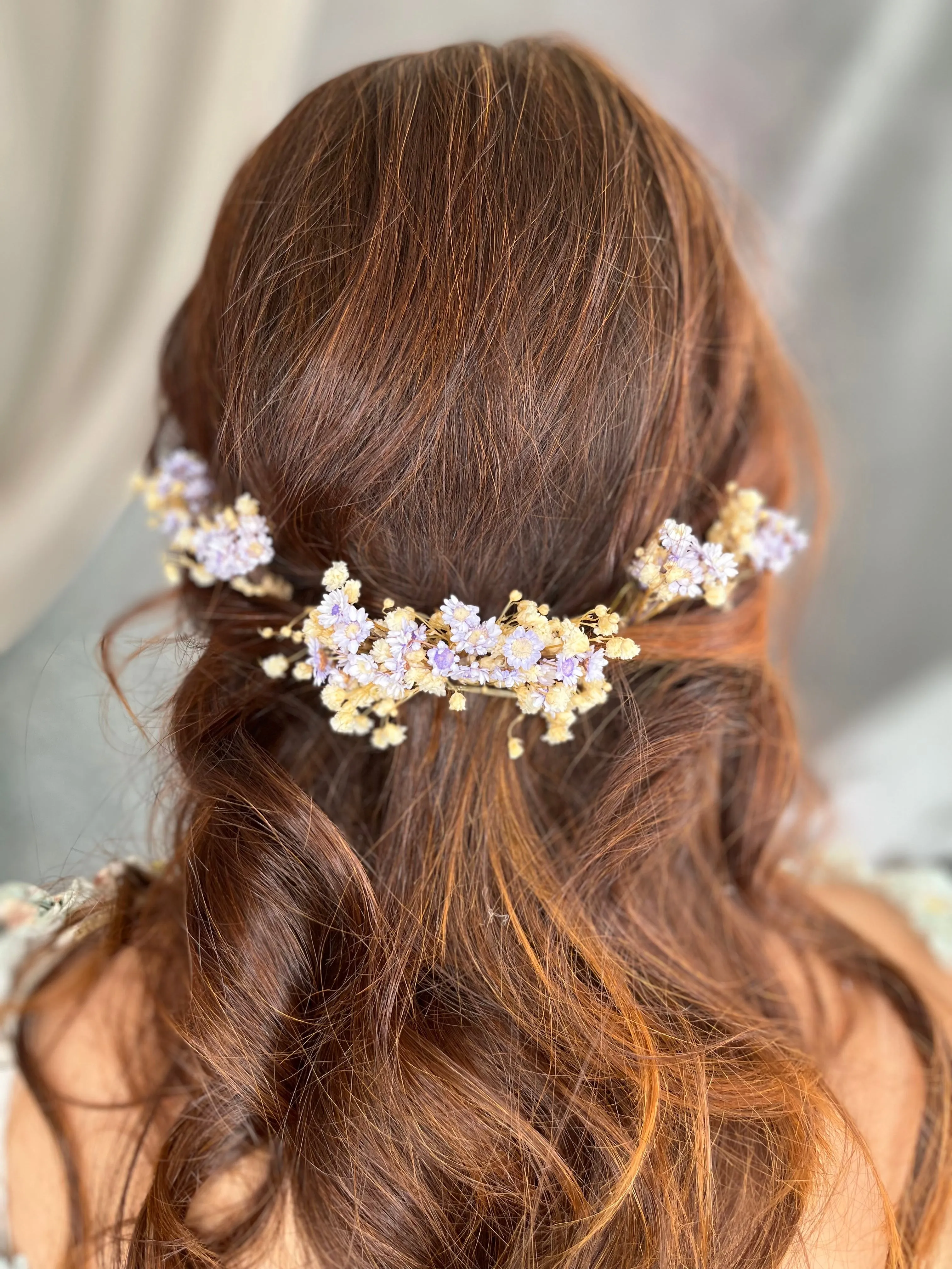 Dried flower hair comb and hairpins