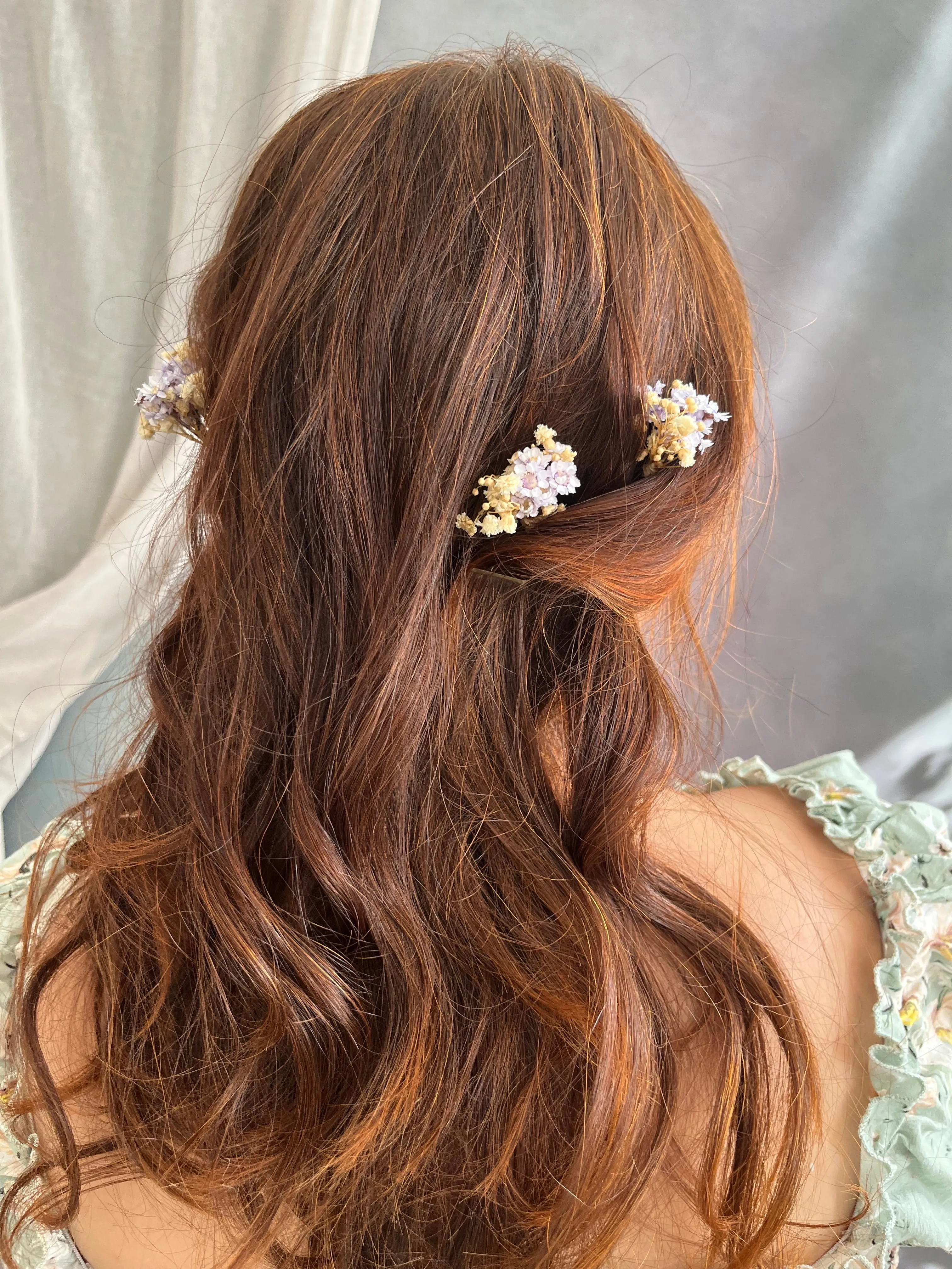 Dried flower hair comb and hairpins
