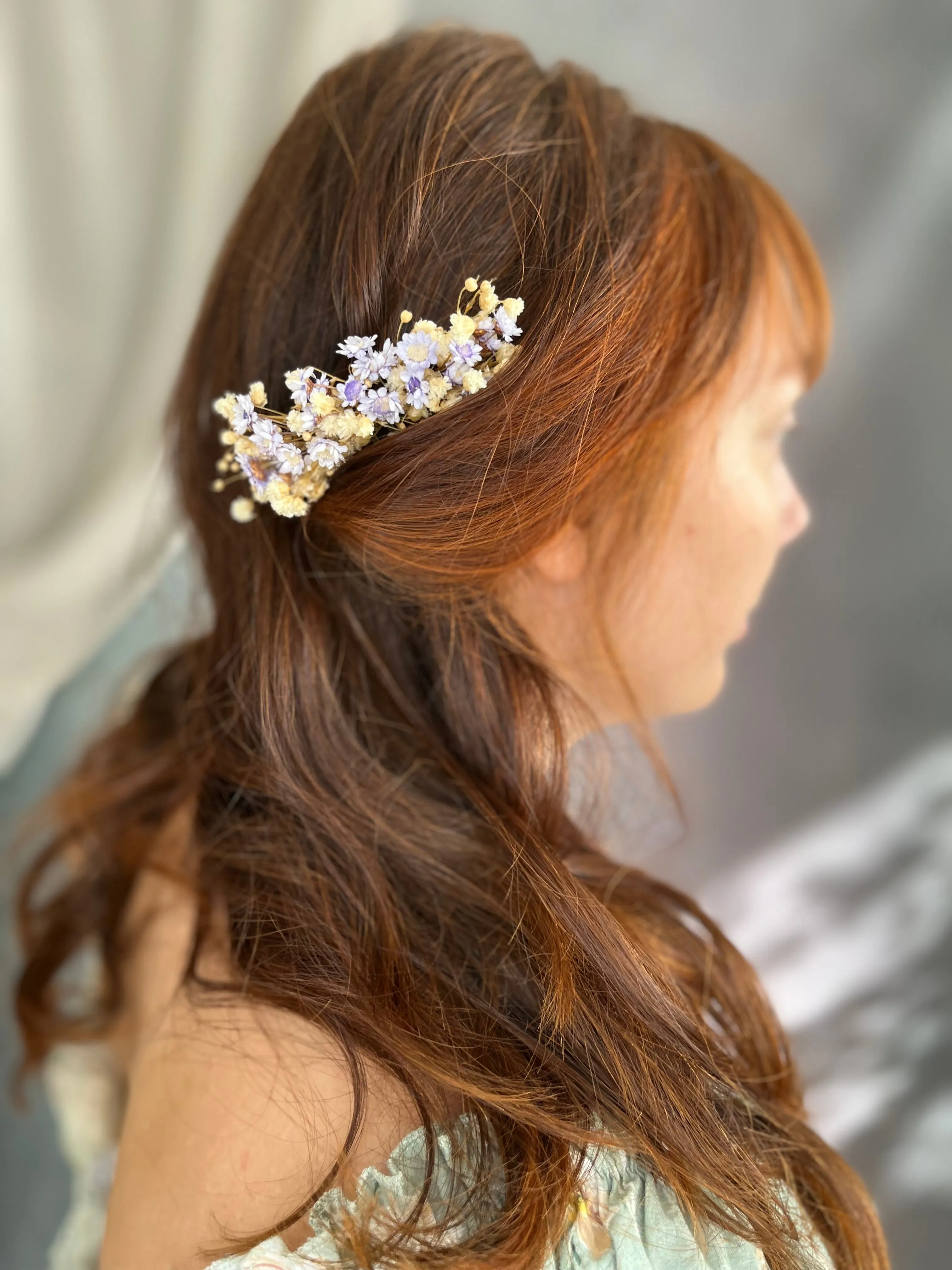 Dried flower hair comb and hairpins