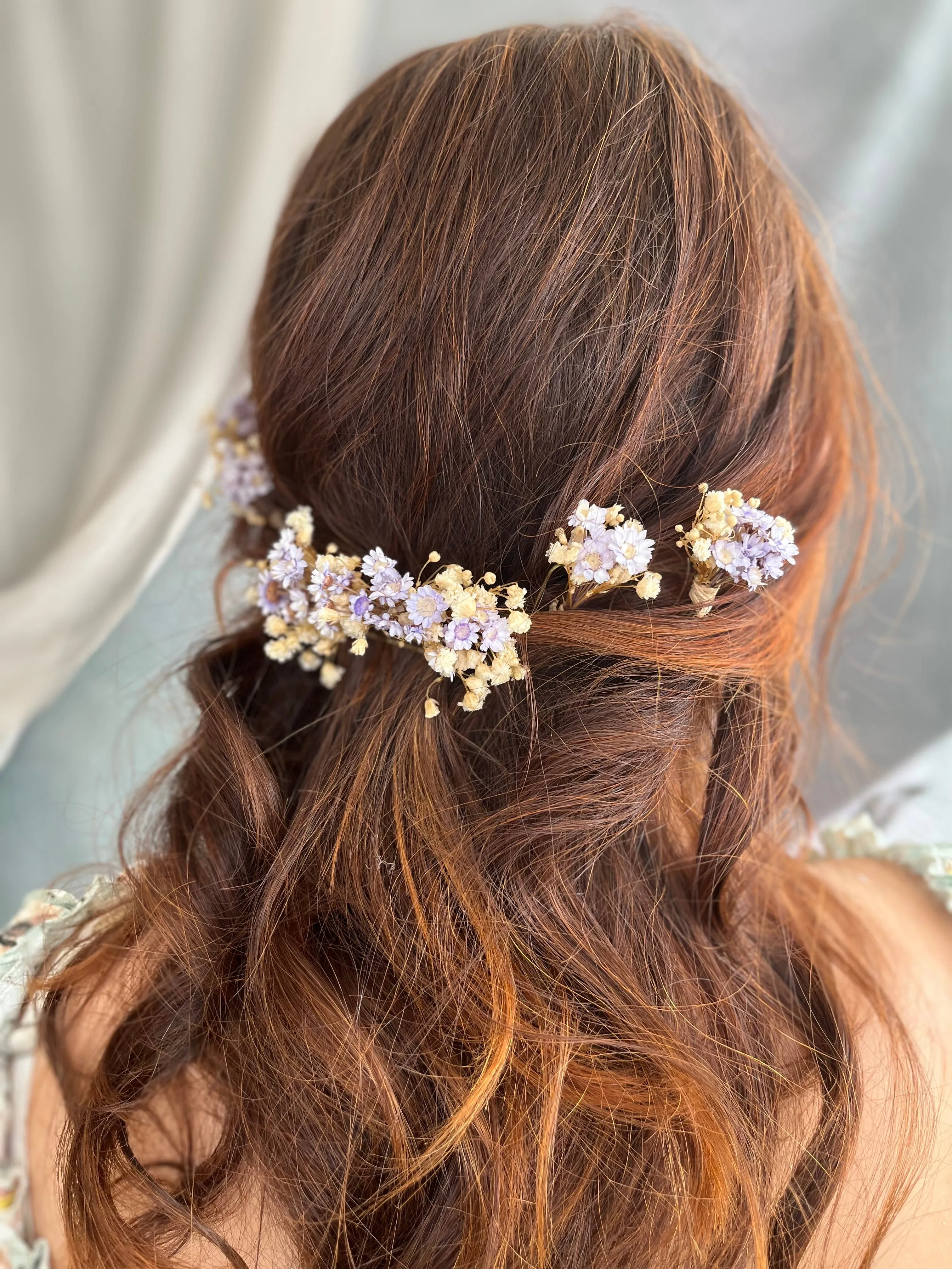 Dried flower hair comb and hairpins