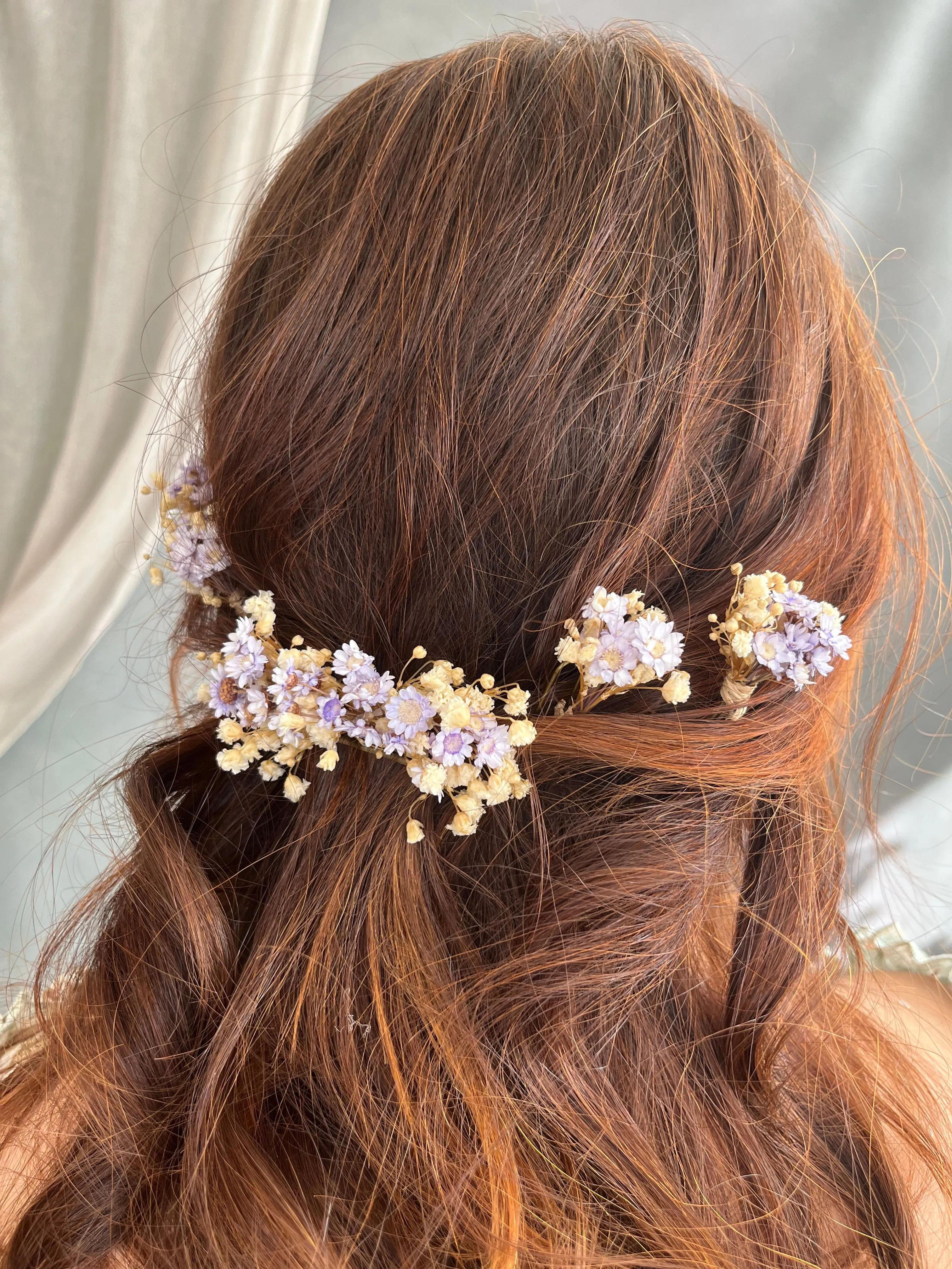 Dried flower hair comb and hairpins