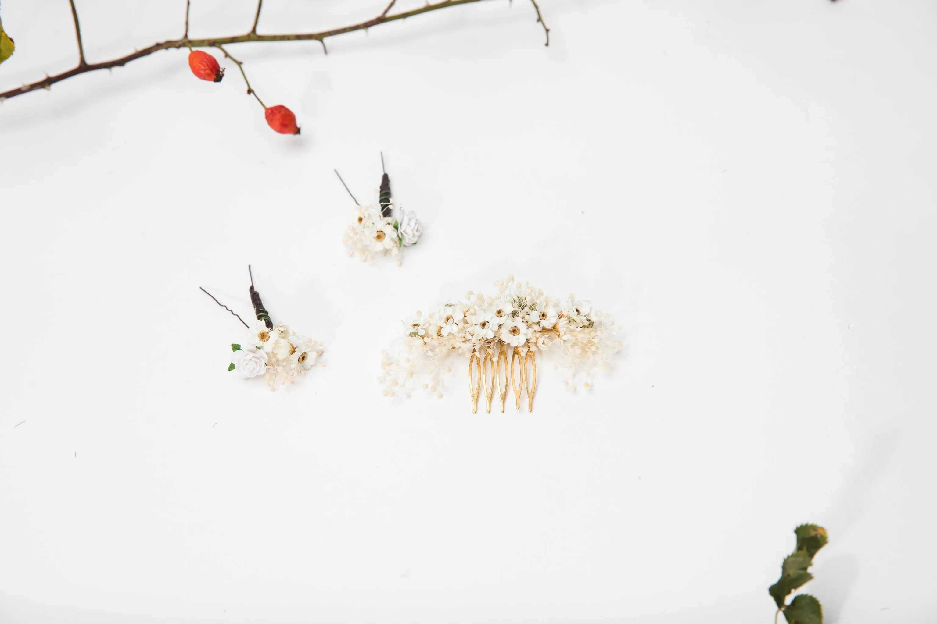 Dried flower hair set