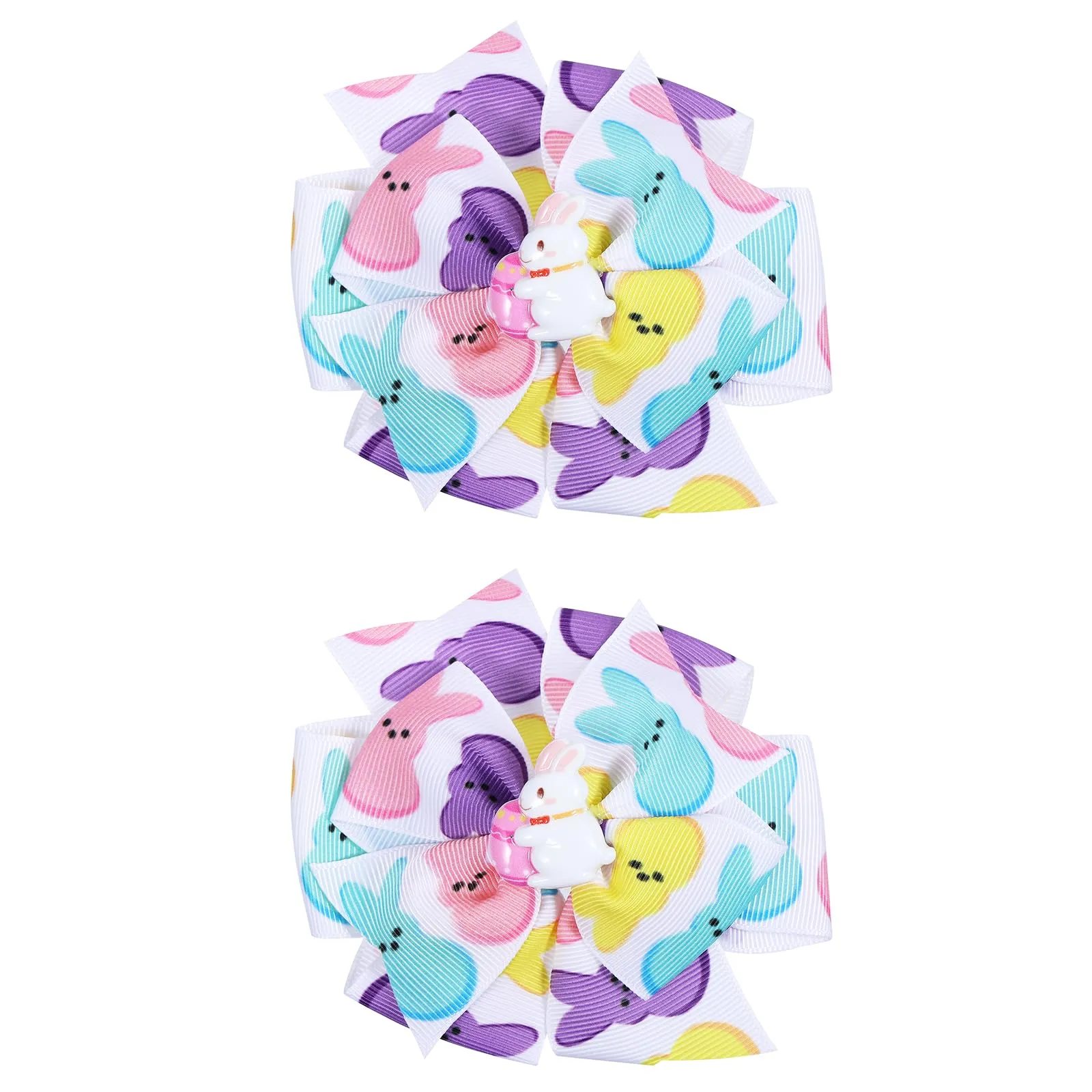 Easter Bunny Peeps Pinwheel Hair Bows for Girls Sugar Peep Cheer Bow Alligator Clips No Slip Hair Pins Barrettes 4'' Toddler Teens Kids Spring Holiday Outfit Decor Accessory Gift