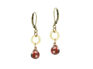 Edgy Petal Garnet Golden Circle Earrings