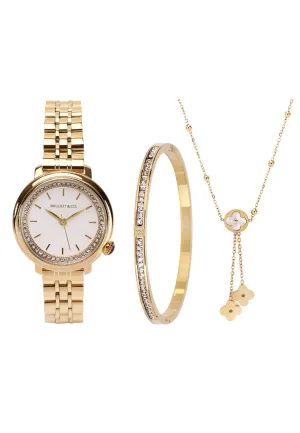 Ellysa Gold Metal Watch Gift Set (Gold)