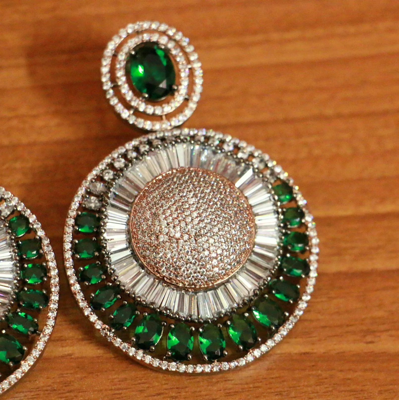Emerald Look Signity Studded Victorian Look Danglers