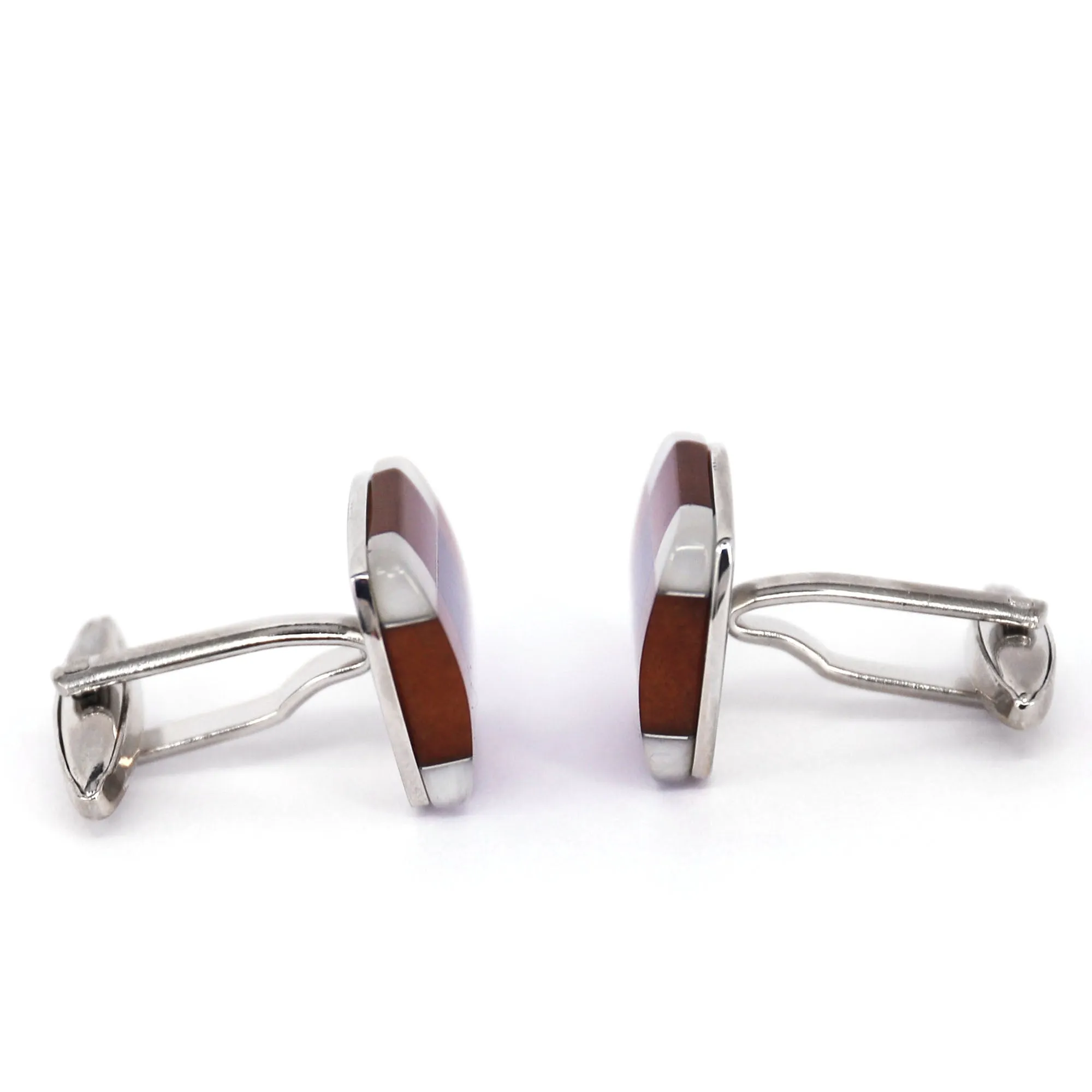 Fiber Glass Rectangle cufflinks in Brown and Dark Blue (Online Exclusive)