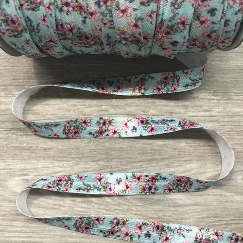 Floral Fold Over Elastic Ribbon p/mtr