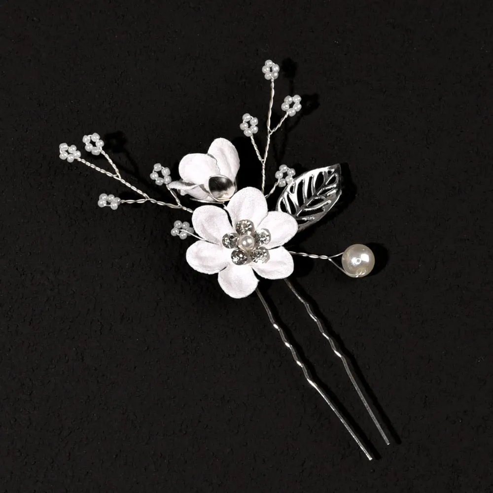 Flower Pearl Tiara & Wedding Hairpins