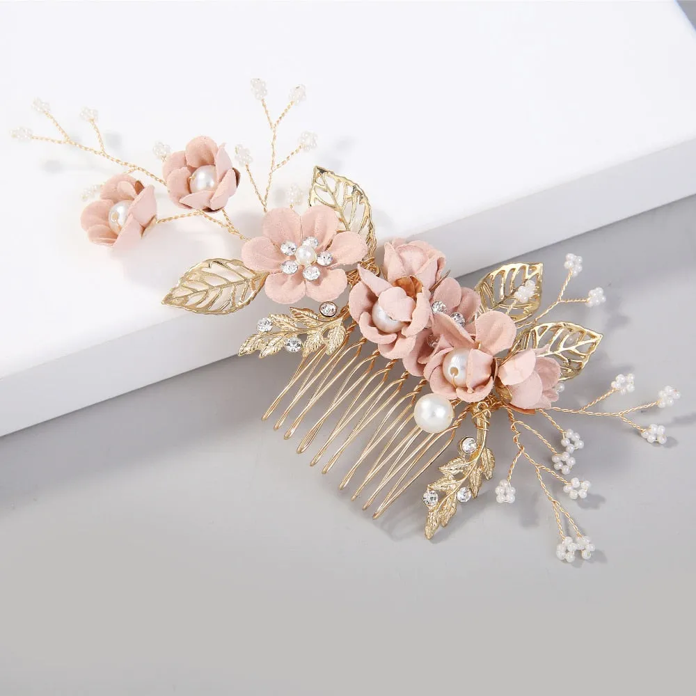 Flower Pearl Tiara & Wedding Hairpins