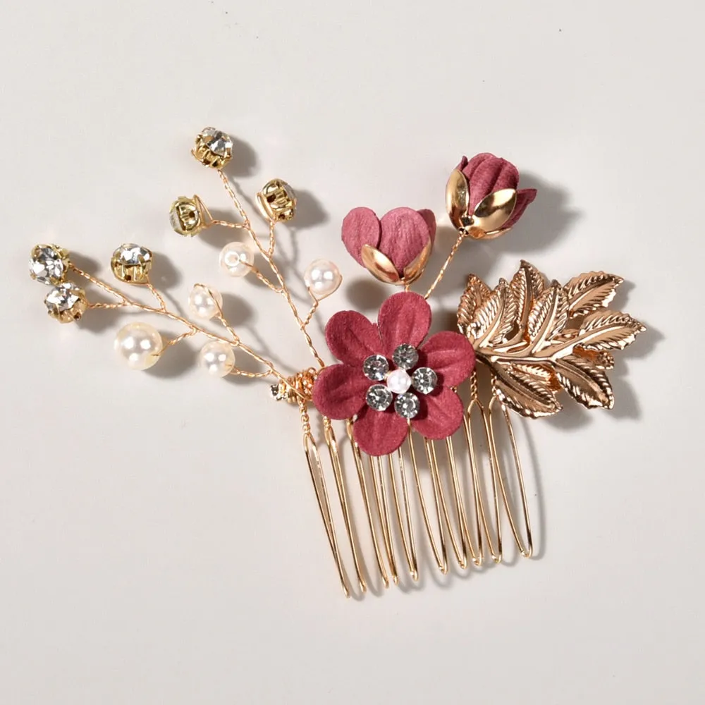 Flower Pearl Tiara & Wedding Hairpins