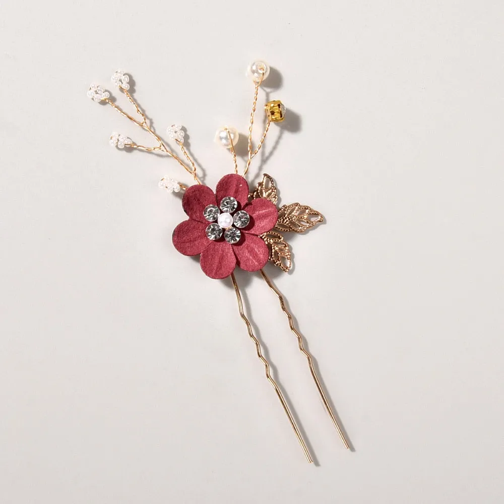 Flower Pearl Tiara & Wedding Hairpins