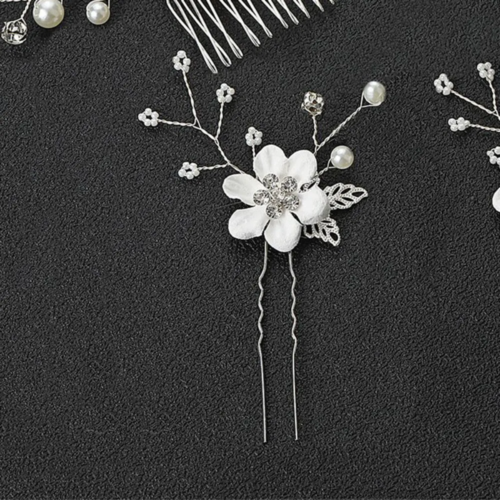 Flower Pearl Tiara & Wedding Hairpins