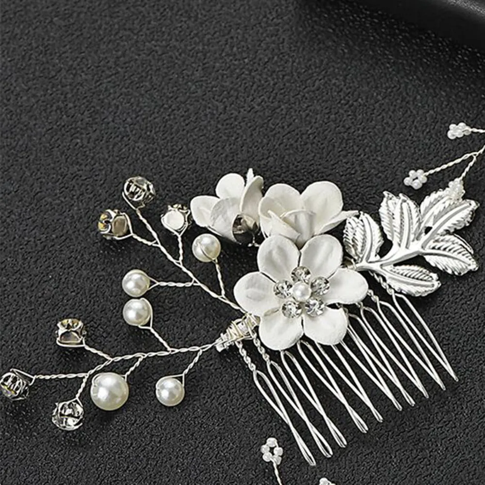 Flower Pearl Tiara & Wedding Hairpins