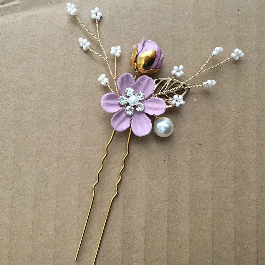 Flower Pearl Tiara & Wedding Hairpins