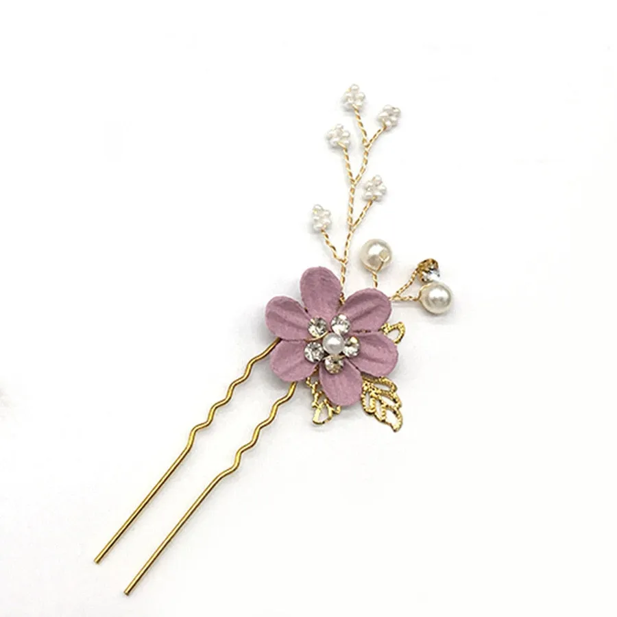 Flower Pearl Tiara & Wedding Hairpins
