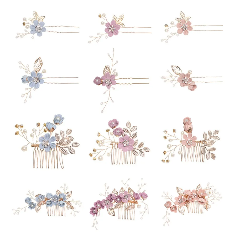 Flower Pearl Tiara & Wedding Hairpins
