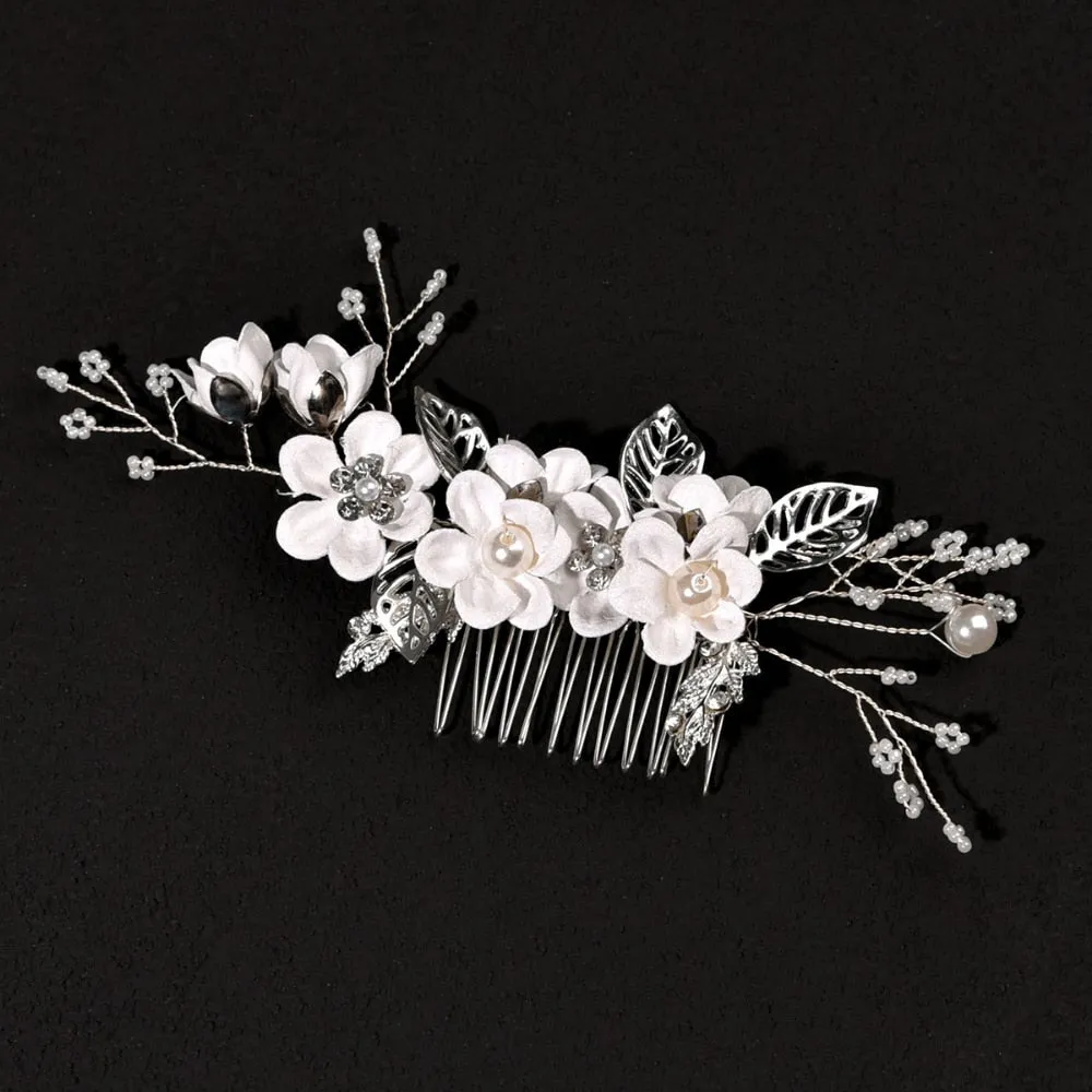 Flower Pearl Tiara & Wedding Hairpins