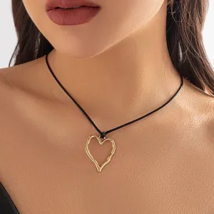 Flytonn-Regina Vintage Black Leather Braid Wax Cord Chain Necklace