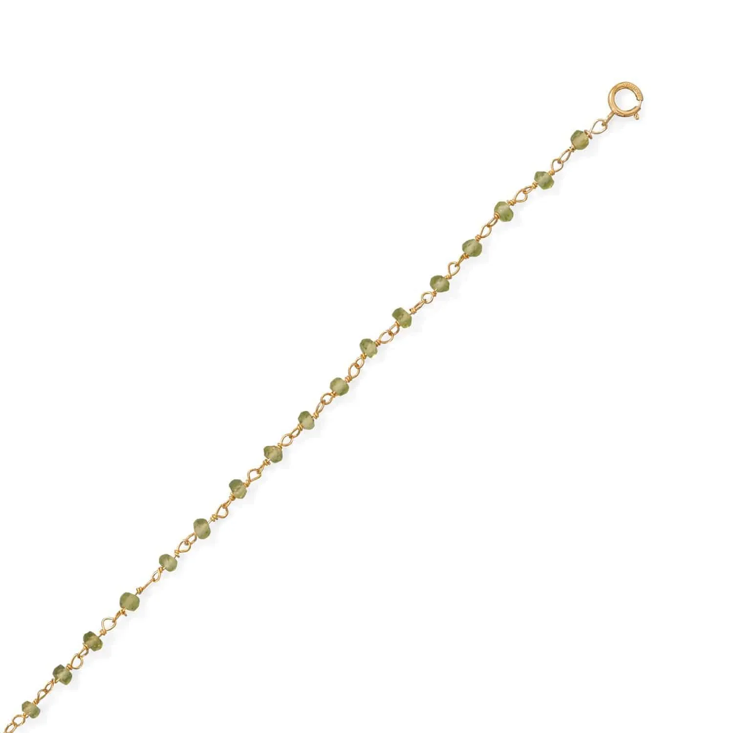 Fresh Look! 9.5"   1" 14 Karat Gold Plated Peridot Anklet