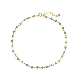 Fresh Look! 9.5"   1" 14 Karat Gold Plated Peridot Anklet