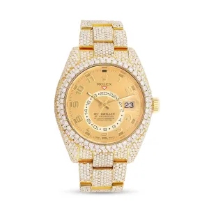 Full Diamond Rolex Sky-Dweller 42 mm with Champagne Dial