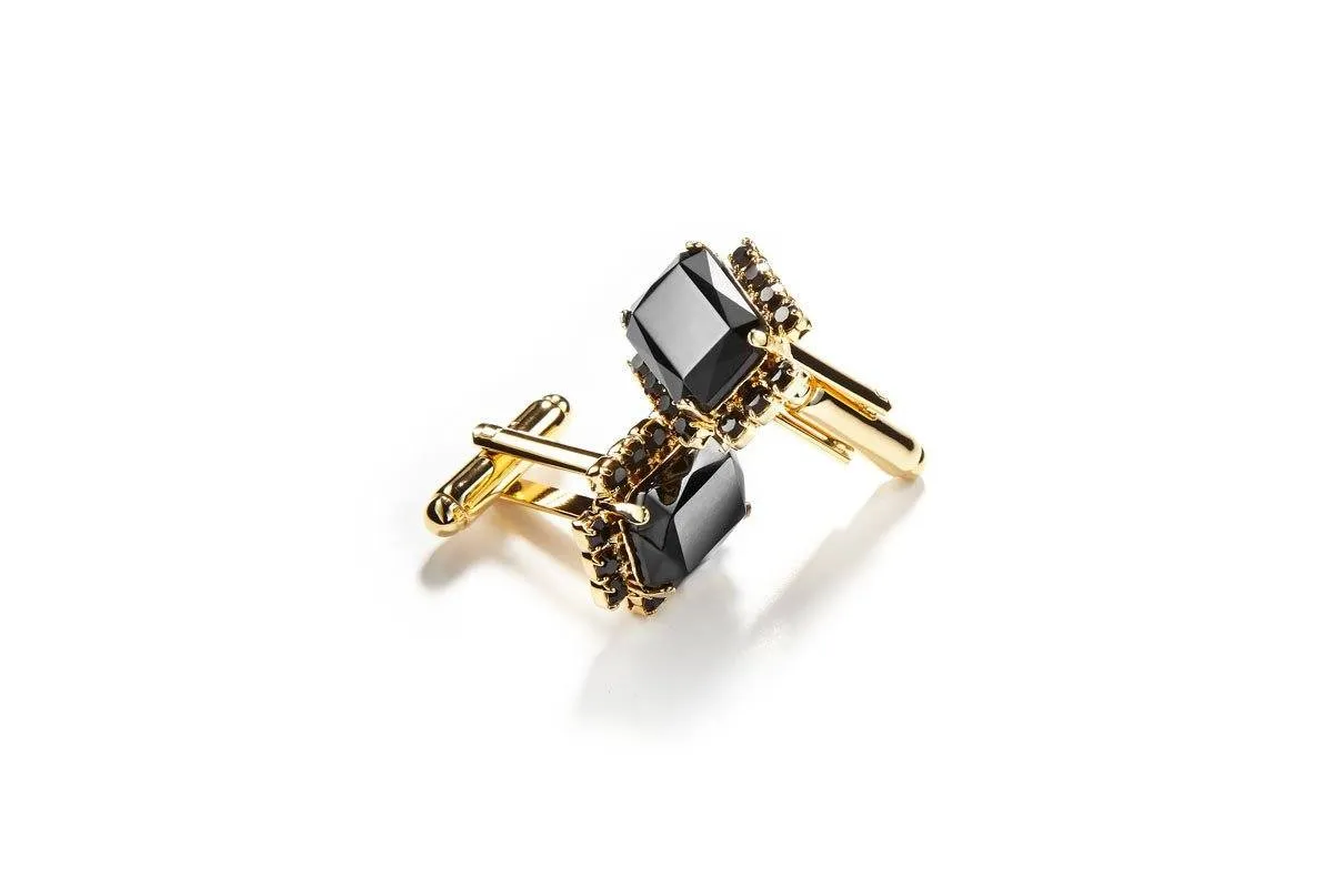 GILLES CRYSTAL BLACK CUFFLINKS