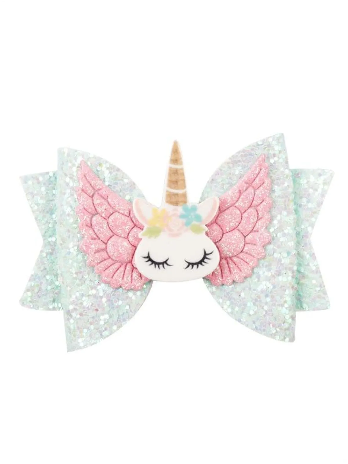 Girls Shiny Glitter Elk Unicorn Hair Bow