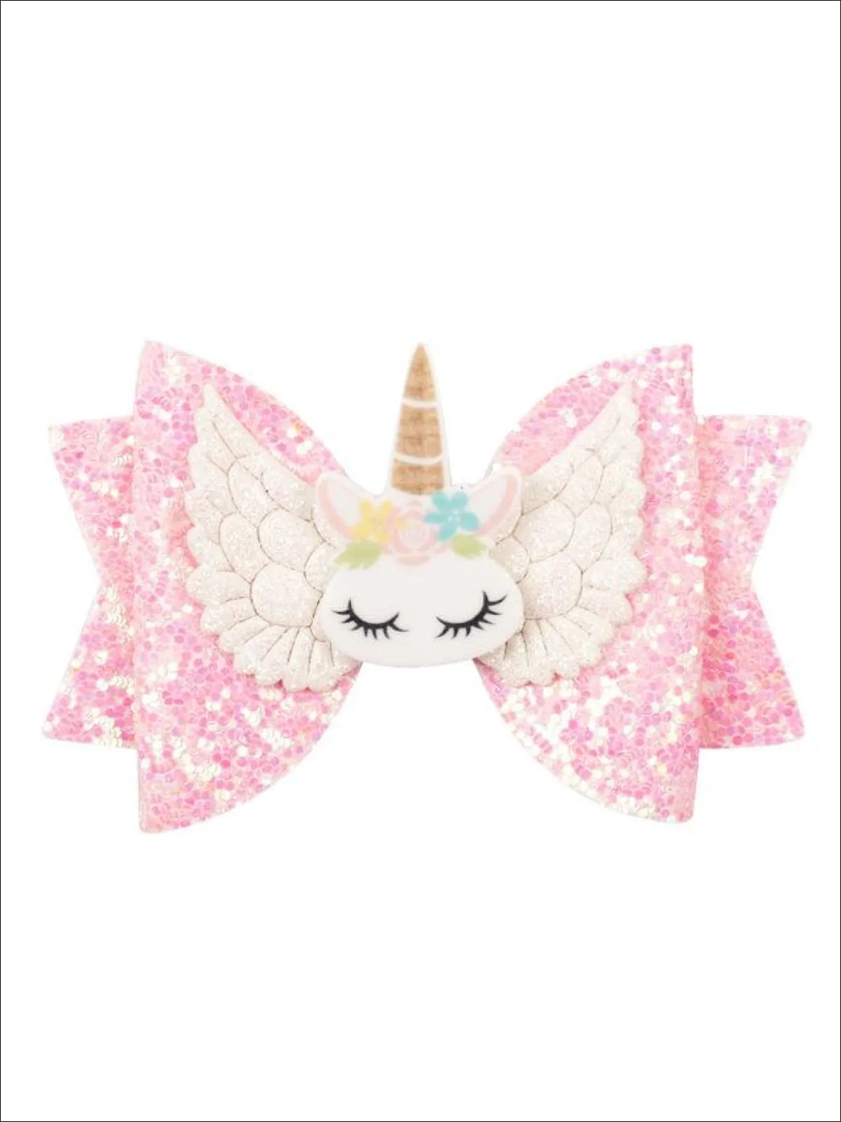 Girls Shiny Glitter Elk Unicorn Hair Bow