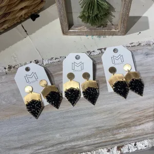 Gold & Black beaded earrings
