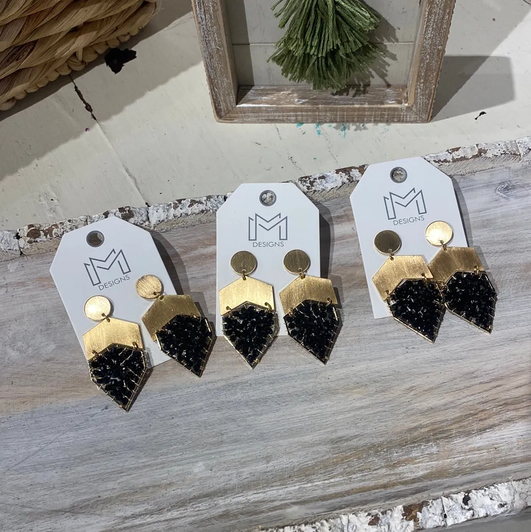 Gold & Black beaded earrings