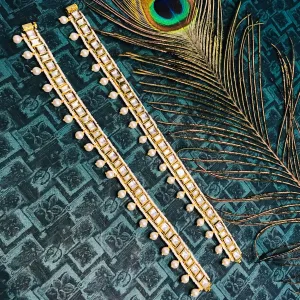 Gold Plated Anklet with Royal Kundan (Set of 2) - Design 2