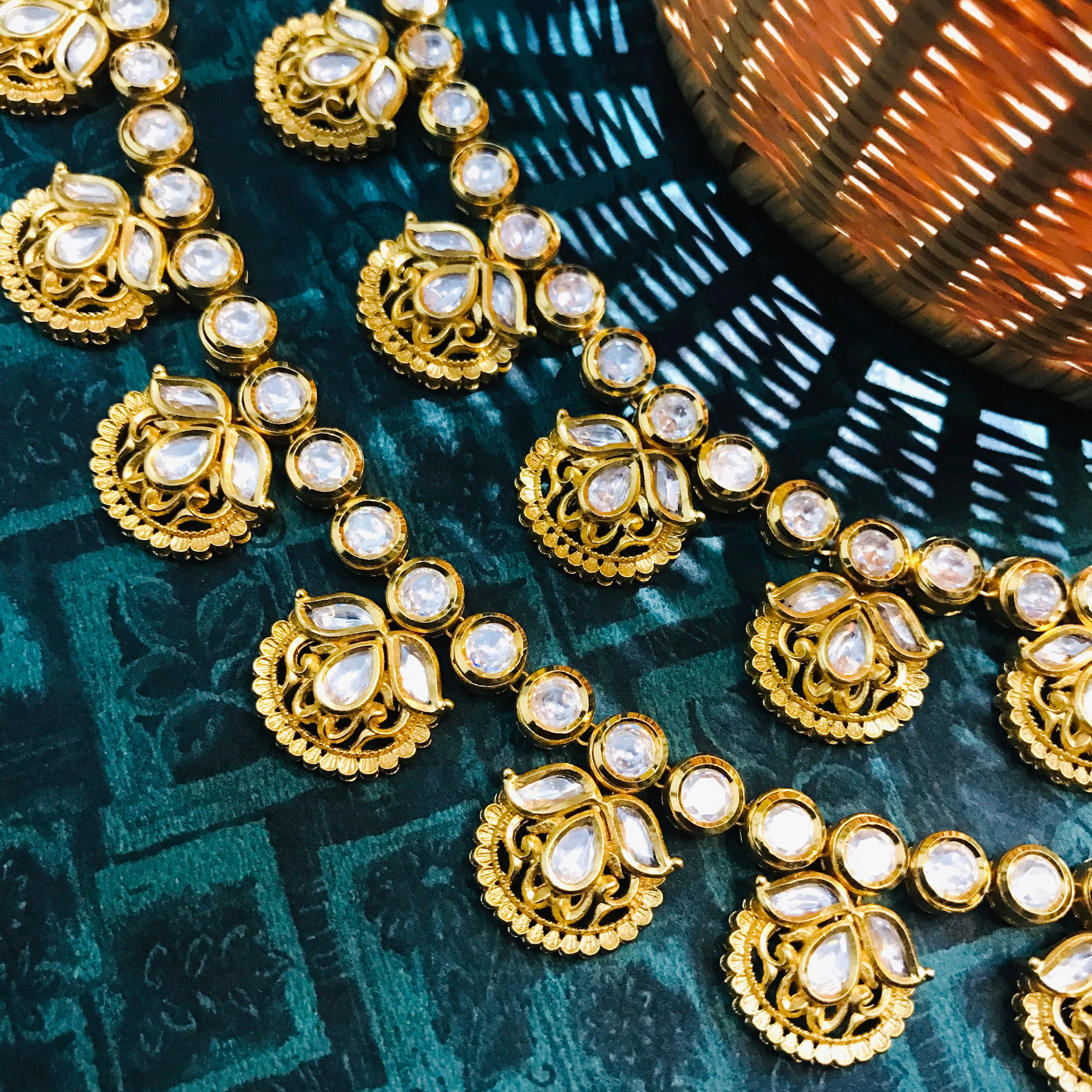 Gold Plated Anklet with Royal Kundan (Set of 2) - Design 8