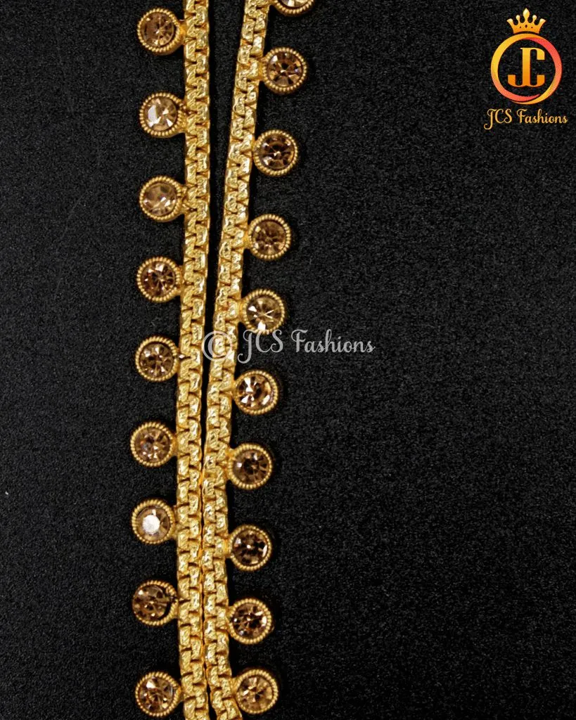 Gold Plated Anklet with Stones - 8 inch