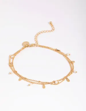 Gold Plated Freshwater Pearl Anklet Set