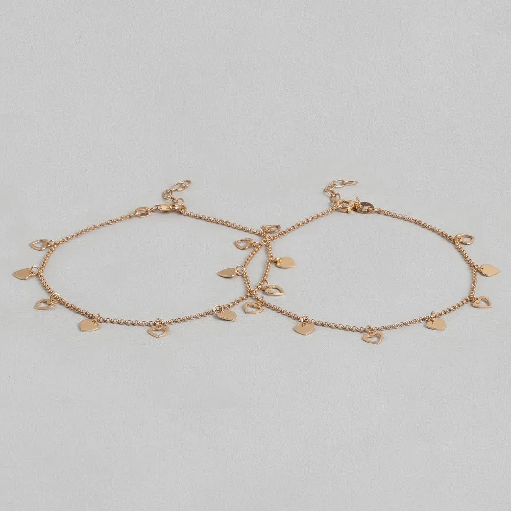 Golden Hearts 925 Sterling Silver Chain Anklet