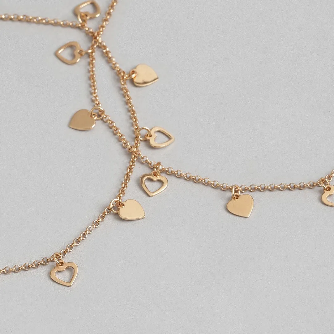 Golden Hearts 925 Sterling Silver Chain Anklet