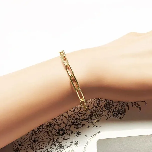 Golden Link Chain Charm Bracelet