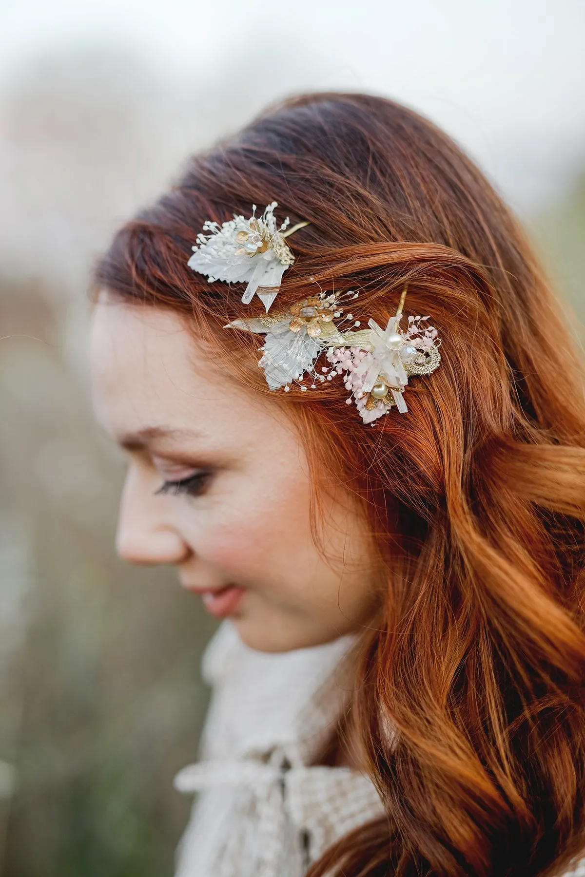 Golden/Silver vintage hairpins Bridal flower hair pins Wedding accessories Handmade Hair flowers crystals Elegant hairpins Pearls Beads