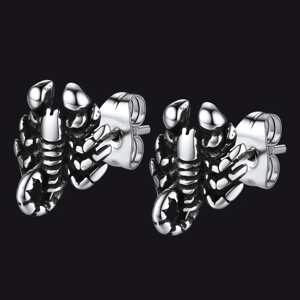 Gothic Edgy Scorpion Stud Earrings For Men Women